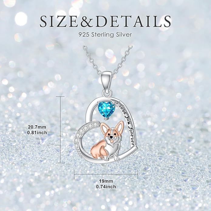 Dachshund Necklace 925 Sterling Silver Dachshund Birthstone Pendant Cute Animal Puppy Dog Dachshund Jewelry Gifts for Women Dachshund Lover