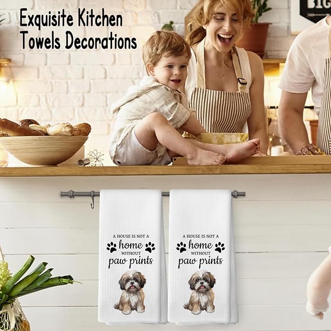 Shih Tzu Dog Gifts Kitchen Bathroom Decor Towels 16″×24″, Dog Lovers Gifts for Girls Mom Women, Shih Tzu Gifts For The Owners,A House is Not A Home Without Paw Prints Bathroom Kitchen Dish Hand Towels