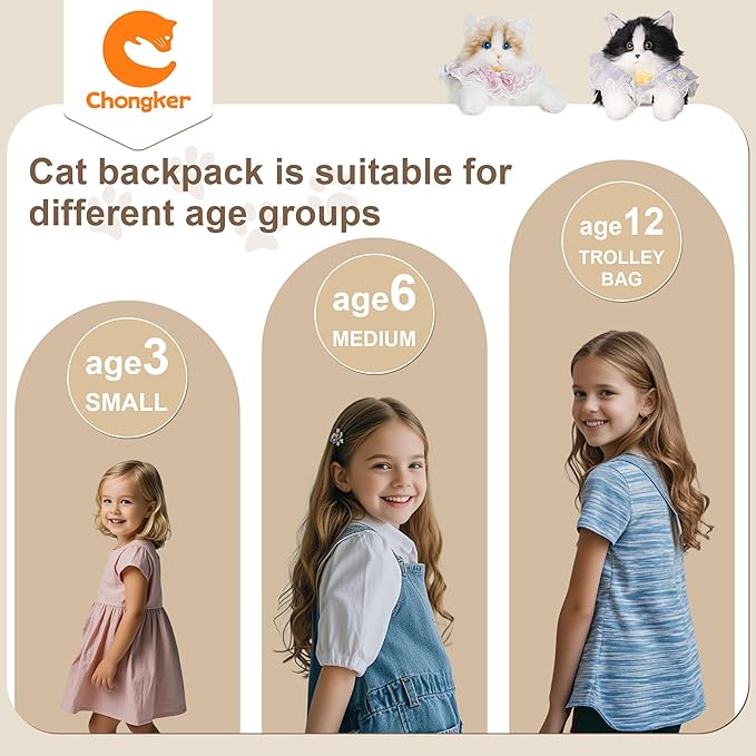 Chongker Stuffed Animals Backpack - Cute Cat plush Backpack Toy, Handcrafted Realistic Cat Shaped Backpack, Heartwarming Surprise Idea, Companionship Stuffed Cat, Large Black Cat