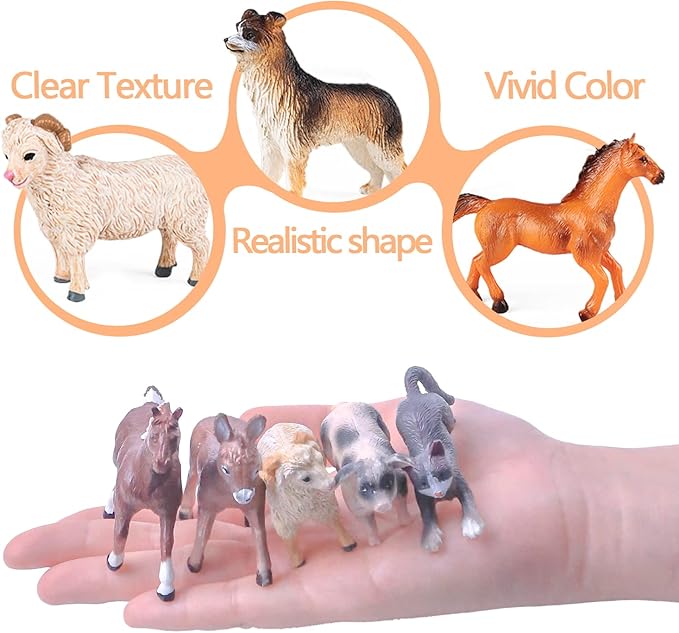 SIENON 12Pcs Farm Animal Figures Toys Realistic Plastic Cattle Figurines Educational Learning Toy Playset, Cake Decorations for Birthday Christmas Easter Egg Party Favors