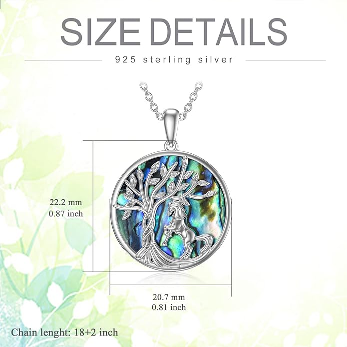 TOUPOP Tree of Life Animal Necklace 925 Sterling Silver Crystal/Abalone Shell Animal Pendant Jewelry Birthday Mothers Day Gifts for Women Mom Wife Her