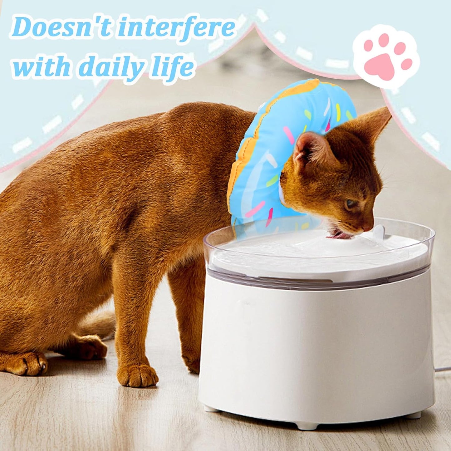 Cat Donut Collar, Adjustable Lightweight E Collar for Cat to Stop Licking Reusable Comfortable Cats Neck Donut for Cats Kittens After Surgery