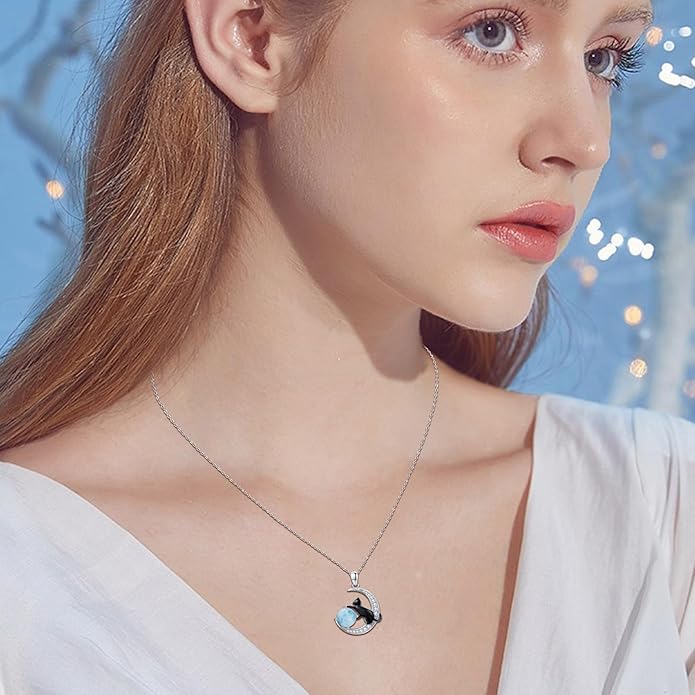 Animal Necklace 925 Sterling Silver Cat/Dog/Fox/Axolotl/Highland Cow Pendant Necklace Cute Animal Jewelry Graduation Gifts for Women