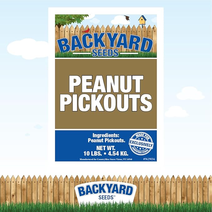 CountryMax Backyard Seeds Shelled Whole Peanuts for Woodpeckers, Birds, Squirrels & Wildlife – Premium Wild Animal Food, 10 lbs Bag