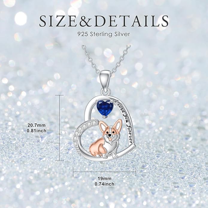 Dachshund Necklace 925 Sterling Silver Dachshund Birthstone Pendant Cute Animal Puppy Dog Dachshund Jewelry Gifts for Women Dachshund Lover