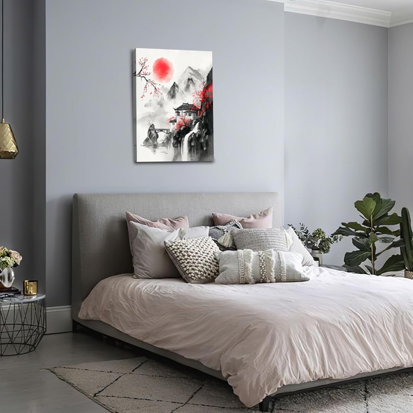 Japanese Wall Art Canvas Asian Nature Wall Decor Prints Framed Painting Mountain Landscape Pictures Gifts Artwork for Bathroom 16"x24"