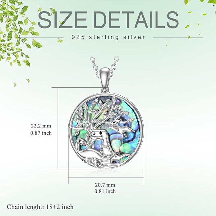 TOUPOP Tree of Life Animal Necklace 925 Sterling Silver Crystal/Abalone Shell Animal Pendant Jewelry Birthday Mothers Day Gifts for Women Mom Wife Her