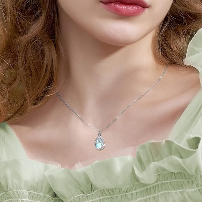 Tree of Life Urn Necklaces for Ashes 925 Sterling Silver Tree of Life Crystal Cremation Jewelry for Ashes Memory Jewelry for Women Men