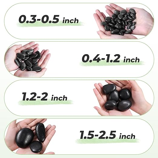 SIDONG 5 lbs Black River Rocks, 1.2-2 Inches Polished Pebbles for Indoor Plants, Aquarium Rocks Used in Fish Tank, Decorative Stones for Plants, Vases, Home DΓ©cor, Crafting, Garden Landscaping