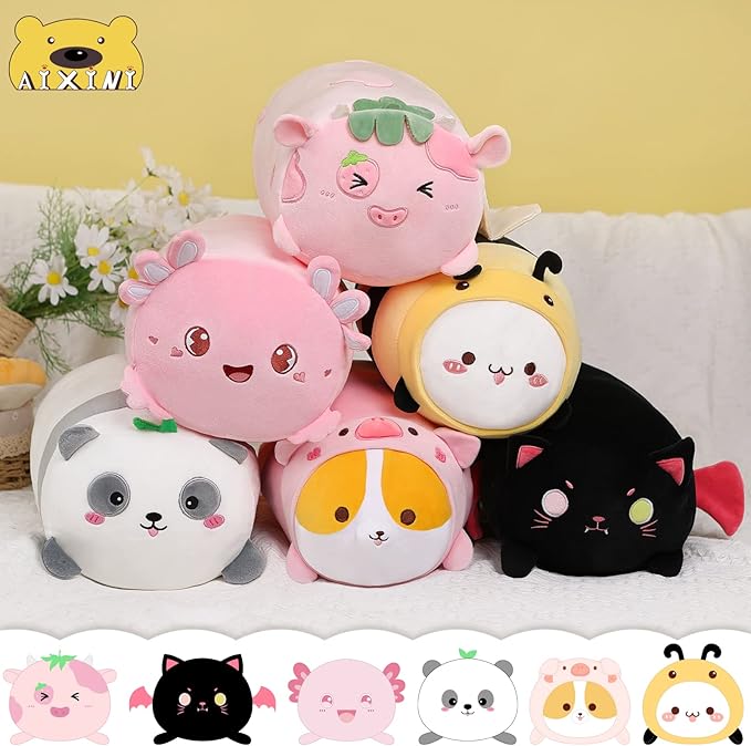 AIXINI Cute Panda Plush Pillow 15.7” Bamboo Panda Stuffed Animal, Soft Kawaii Plushies Hugging Plush Squishy Pillow Toy Gifts
