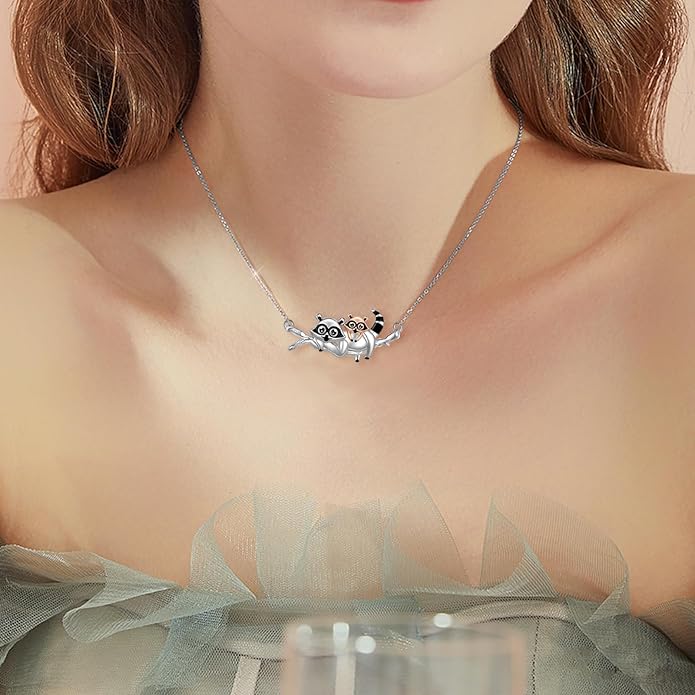 TIGER RIDER Bee Necklace for Women Sterling Silver Cute Animal Axolotl Dragonfly Moth Owl Black Cat Pendant Necklaces Animals Jewelry Birthday Gifts for Women Wife