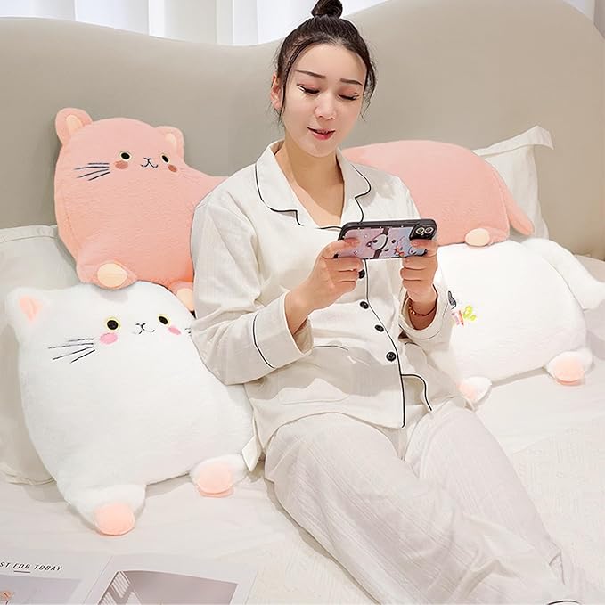 PEACH CAT 31.5" Long Cat Plush Pillow Cute Kitten Stuffed Animals Soft Plushies Toy Gifts for Kids Pink