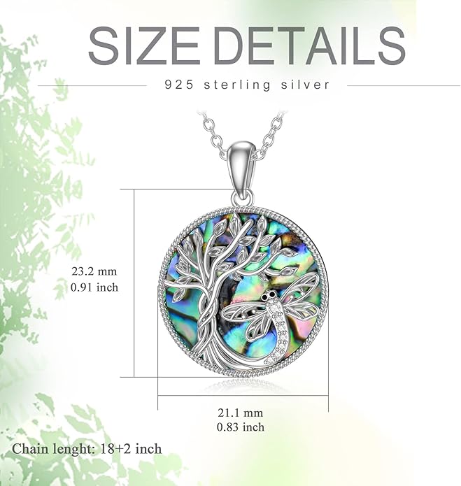 TOUPOP Tree of Life Animal Necklace 925 Sterling Silver Crystal/Abalone Shell Animal Pendant Jewelry Birthday Mothers Day Gifts for Women Mom Wife Her