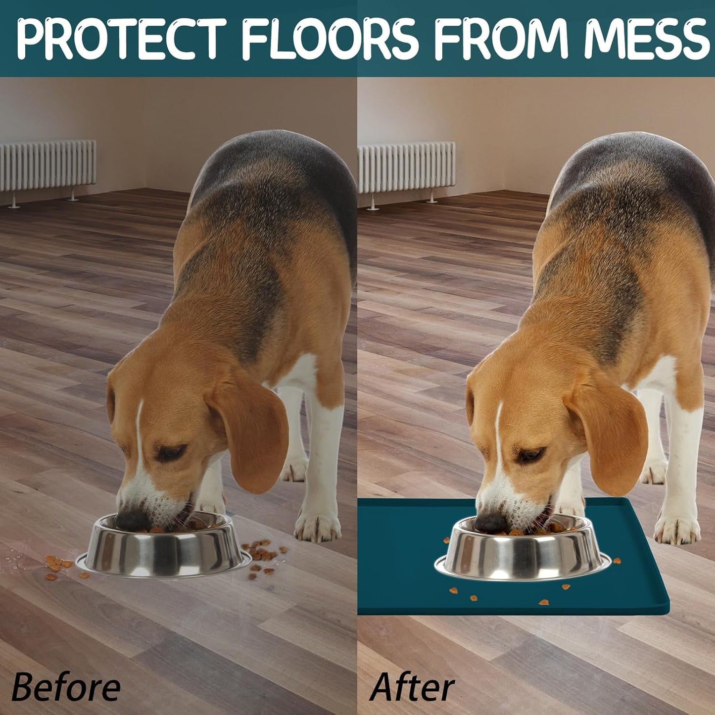 MateeyLife Silicone Cat & Dog Food Mat for Floors Waterproof, Anti-Slip Dog Bowl Mats for Food and Water, Pet Feeding Mats with Lip to Prevent Spills, Pet Placemat for Messy Drinkers to Protect Floors