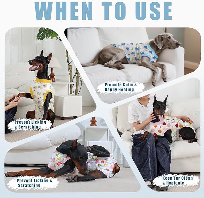 Recovery Suit for Dogs After Surgery, Professional Dog Surgical Suit for Female Spay, Male Neuter, E-Collar & Cone Alternative Dog Onesie for Abdominal Wounds Skin Disease, Blue, S