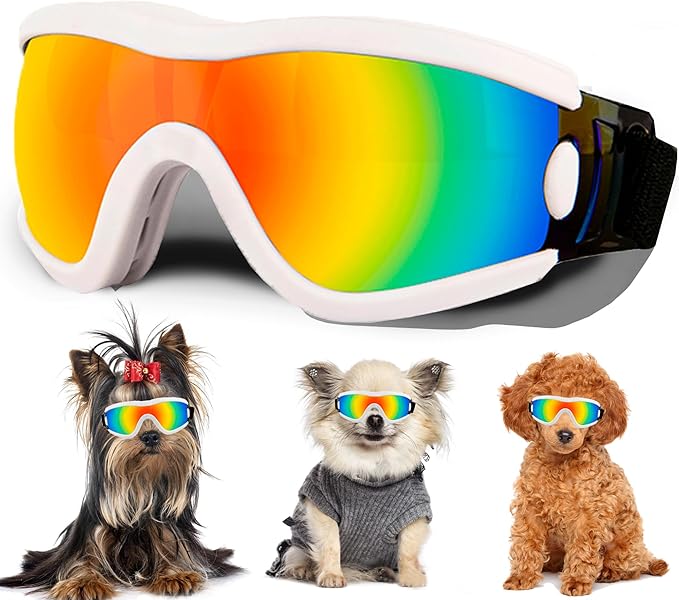 Small Dog Sunglasses with Adjustable Strap UV Protection, Winproof Puppy Sunglasses, Suitable for Dogs Eyes Protection,Soft Dog Goggles