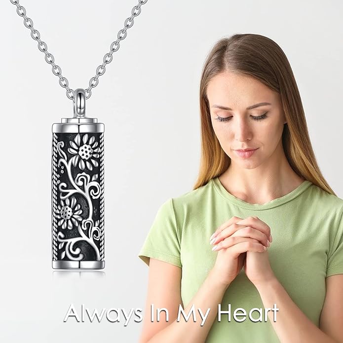 TIGER RIDER Urn Necklace for Ashes for Women 925 Sterling Silver Cremation Jewelry for Ashes