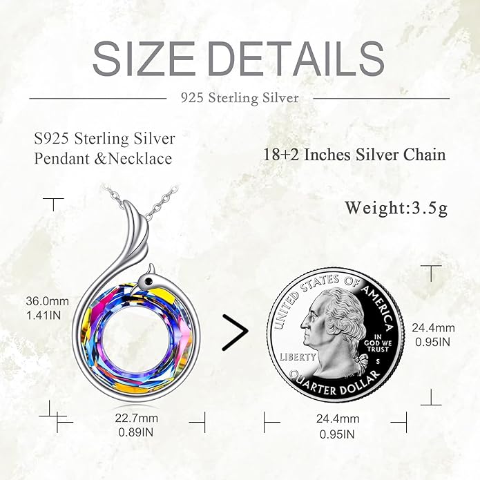 Turtle/Black Cat/Compass Necklace Sterling Silver Crystal Pendant Necklaces Cute Animal Jewerly for Women Mom