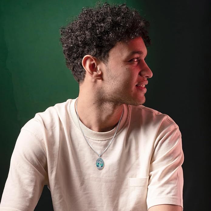 Picture Locket Necklace for Women Men Rose 14K Real Gold 925 Sterling Silver Jewelry Heart Locket Necklace that Holds Pictures Tree of Life Viking Wolf Celtic Knot St Christopher St Michael Pendant