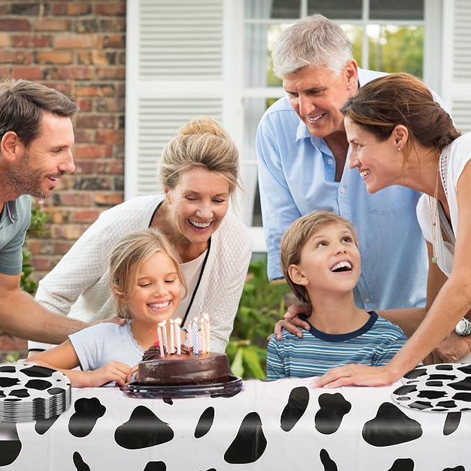 Cow Birthday Party Supplies - Farm Cow Print Birthday Party Tableware Includes 20 Party Plates, 20 Napkins and 1 Tablecloth Perfect for Cow Farm Theme Birthday Parties Decorations