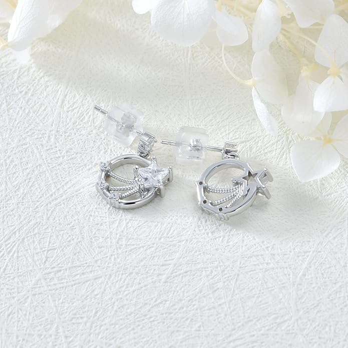 Sterling Silver Cat / Cow / Pig / Bunny / Squirrel / Giraffe / Highland Cow / Lion / Chicken / Ladybug / Star / Moon Stud Earrings for Women Cute Animal Post Earrings Hypoallergenic Animal Jewelry Gift for Teens Girls
