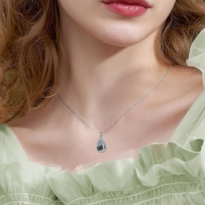 Tree of Life Urn Necklaces for Ashes 925 Sterling Silver Tree of Life Crystal Cremation Jewelry for Ashes Memory Jewelry for Women Men