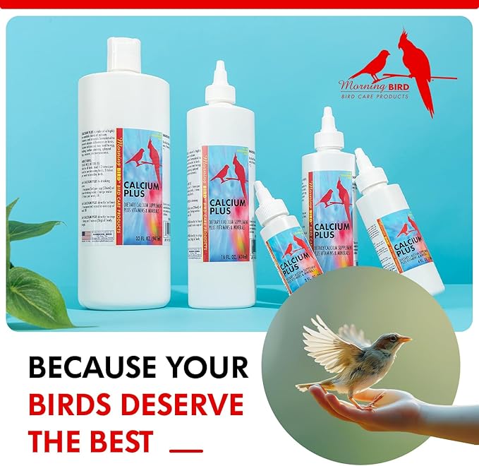 Morning Bird Calcium Plus Liquid Supplement for Birds - Liquid Calcium Formula with Magnesium and Vitamin D3 Calcium Supplement for All Birds – 32 Fl Oz