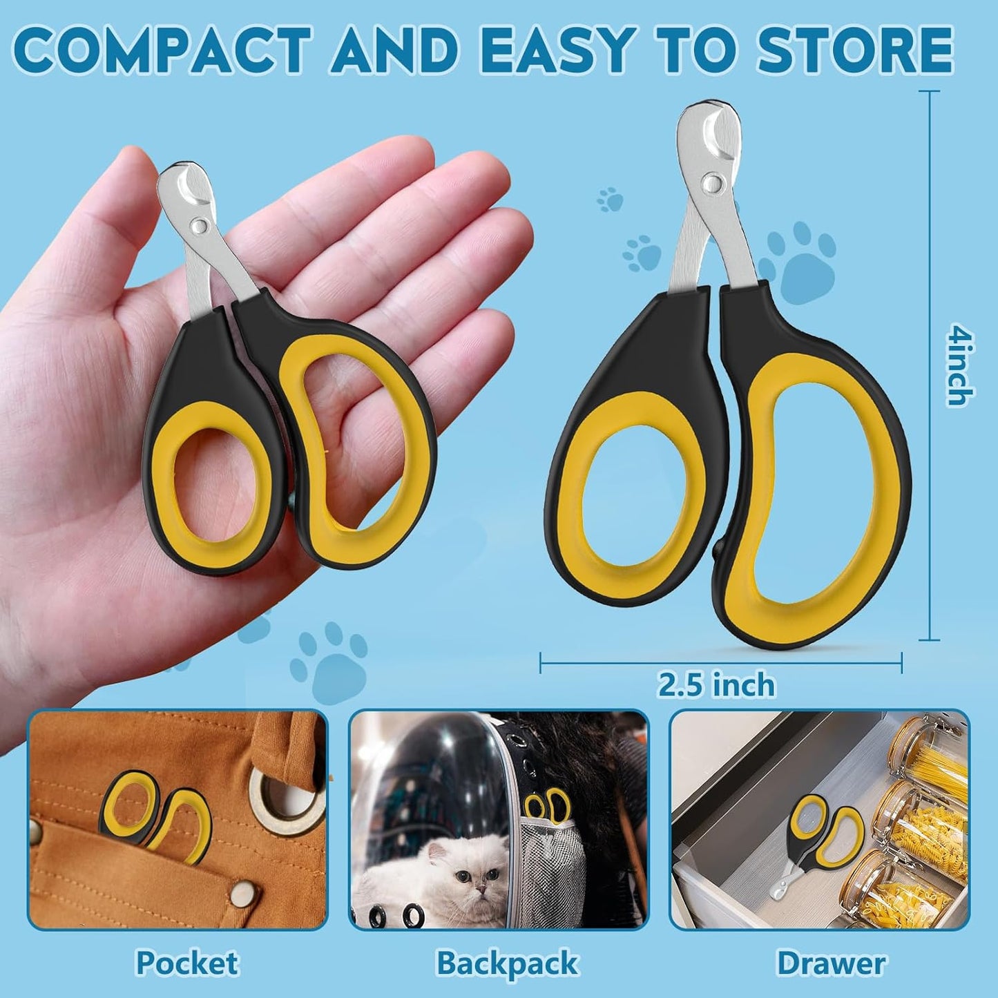 Cat Nail Clippers, Professional Pet Claw Clippers for Indoor Cats, Kittens, Small Dogs, Puppys, Birds, Rabbits, Safe Nail Trimmer and Grooming Tools for Small Animals Home Pets