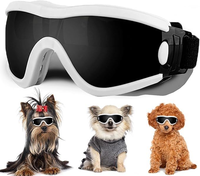 Small Dog Sunglasses with Adjustable Strap UV Protection, Winproof Puppy Sunglasses, Suitable for Dogs Eyes Protection,Soft Dog Goggles