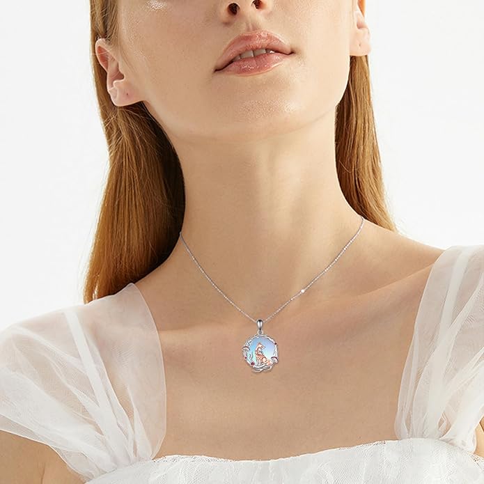 YAFEINI Animal Necklace Sterling Silver Moonstone/Turquoise/Abalone Shellfish Pendant Animal Necklace Cute Animal Jewelry Birthday Gifts Woman