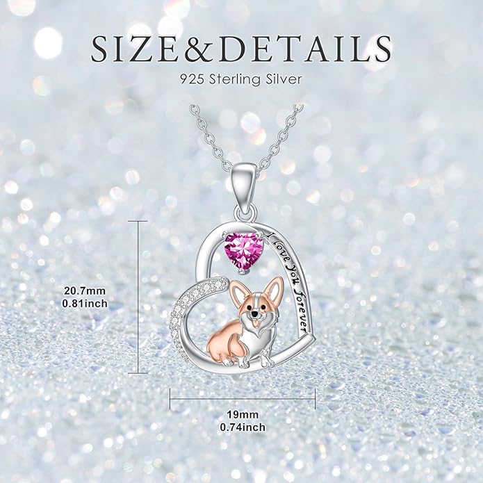 Dachshund Necklace 925 Sterling Silver Dachshund Birthstone Pendant Cute Animal Puppy Dog Dachshund Jewelry Gifts for Women Dachshund Lover