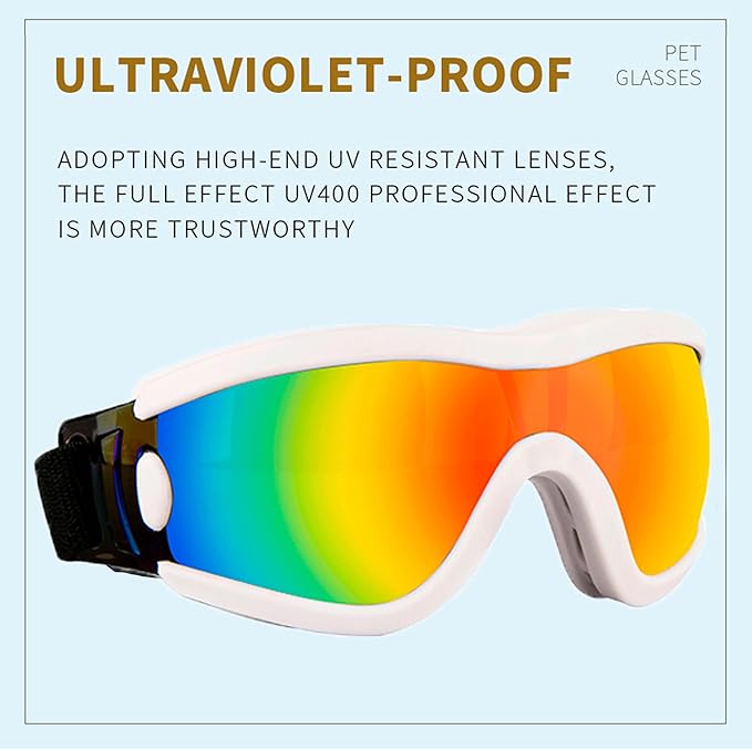 Small Dog Sunglasses with Adjustable Strap UV Protection, Winproof Puppy Sunglasses, Suitable for Dogs Eyes Protection,Soft Dog Goggles