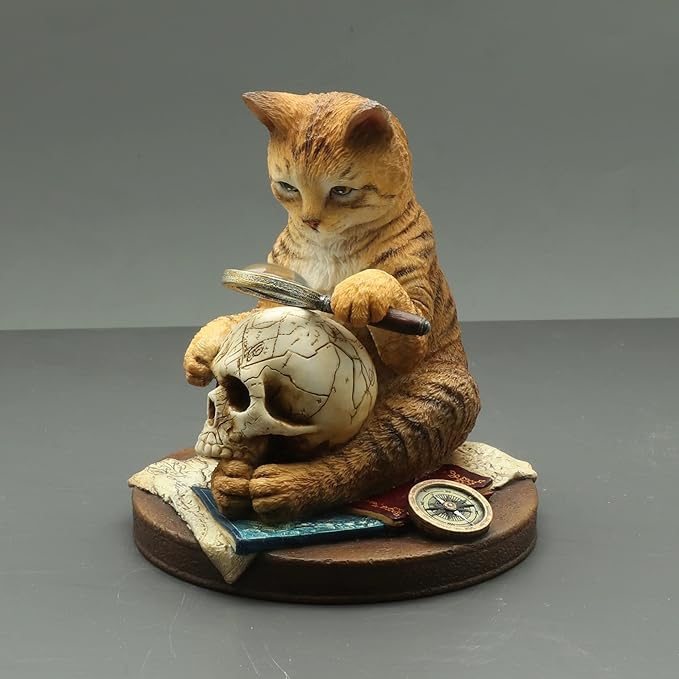 Veronese Design 4 1/2 Inch A Real Head Scratcher Cat Private Investigator Resin Hand Painted Statue