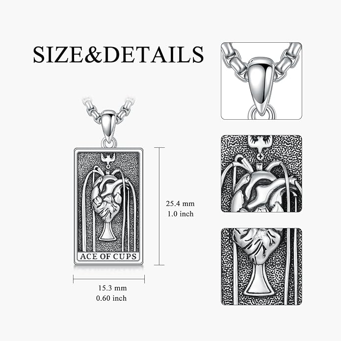 PELOVNY Tarot Card Necklace 925 Sterling Silver Skeleton Necklace The Sun Moon Star Strength Lovers Death Devil Fool Tarot Jewelry Christmas Birthday Gifts for Men Women Unisex