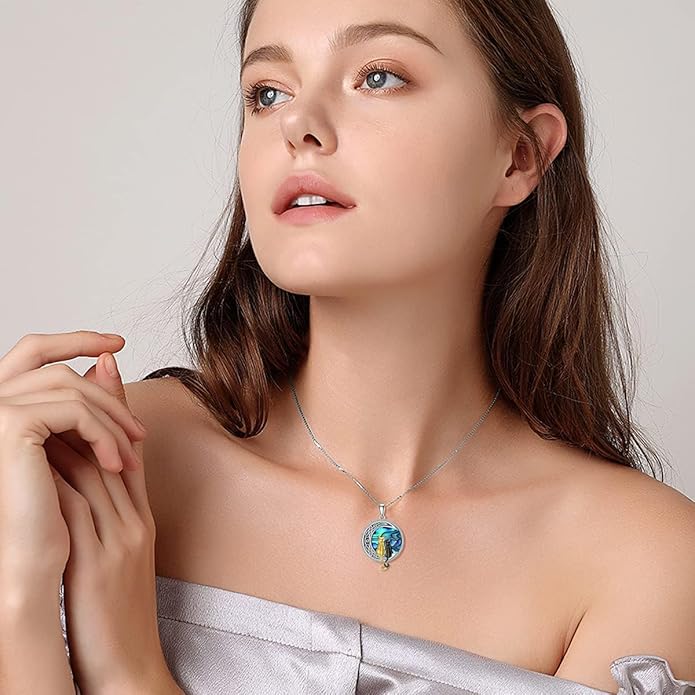 TOUPOP Cat Necklace Sterling Silver Abalone Shell Celtic Cat on the Moon with Abalone Shell Birthday Christmas Jewelry Gifts for Women