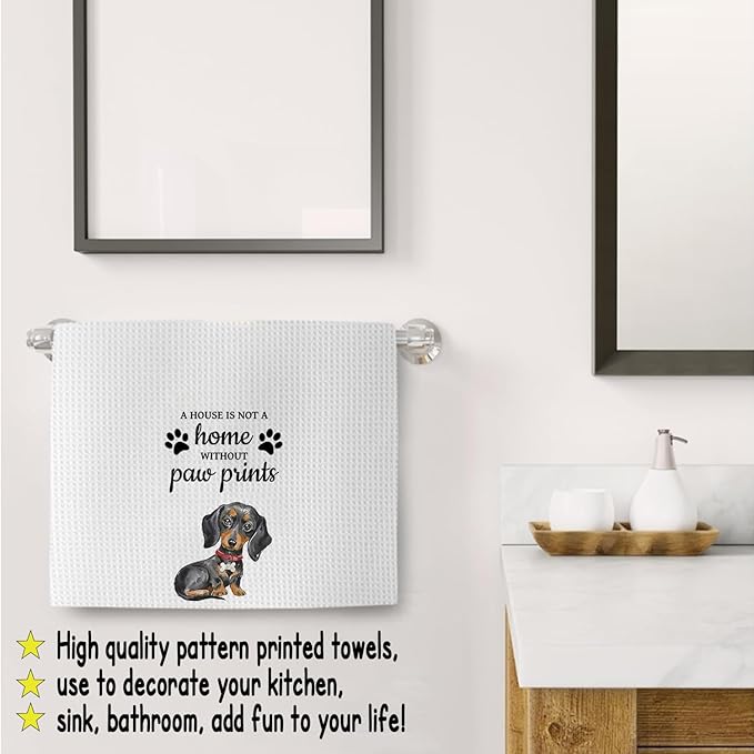 Dachshund Dog Gifts Kitchen Bathroom Decor Towels 16″×24″,Dog Lovers Gifts for Girls Mom Women,Dachshund Gifts For The Owners,A House is Not A Home Without Paw Prints Bathroom Kitchen Dish Hand Towels