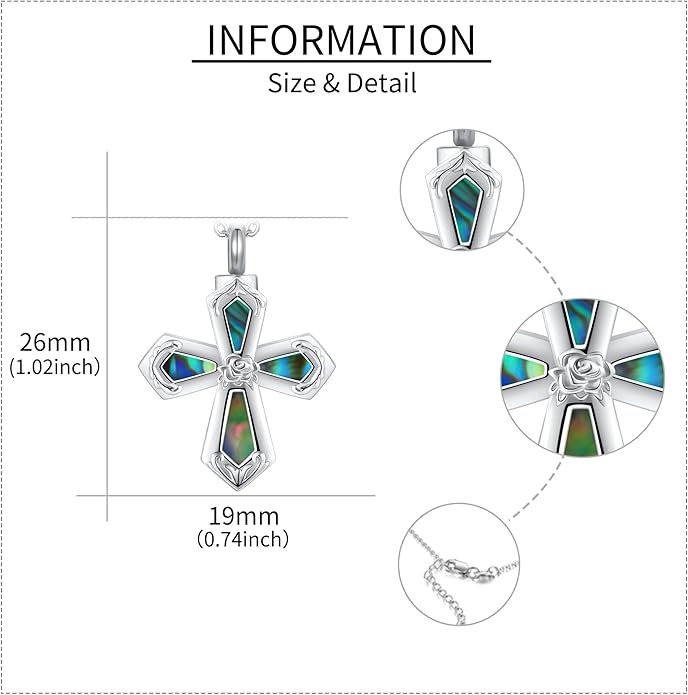 URONE Urn Necklaces for Ashes 925 Sterling Silver Abalone Shell Tree of Life Cremation Jewelry for Ashes Memory Jewelry for Women Men