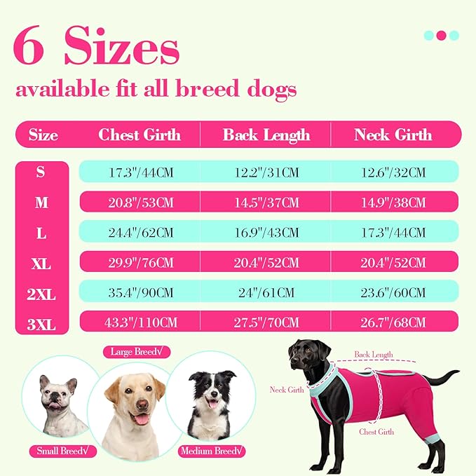 ROZKITCH Dog Surgery Leg Sleeve Rear Legs, Male Female Pet Prevent Licking Wound Elbow Knee Protector, Dog Recovery Suit Cone Collar Alternative Pants Shirt for Wound Heal Wrap Rosered XL