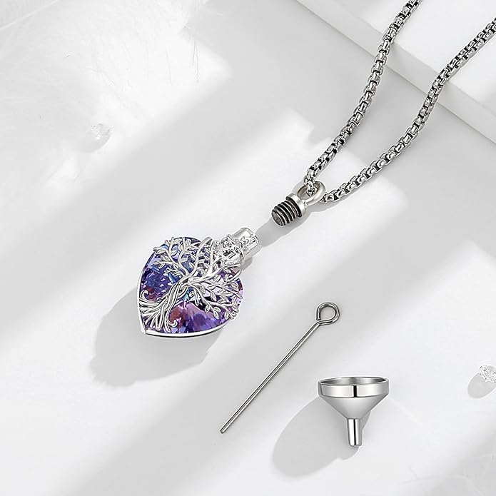 EUDORA Sterling Silver Urn Necklace for Ashes for Women Men, Ash Pendant for Human Cat Dog Ashes, Necklace for Ashes of Loved One Dad Mom Papa Pet Cremation Souvenir Jewelry for Funeral, 20inch