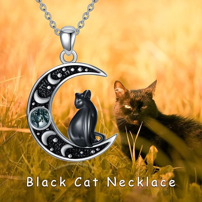 Witch Necklace 925 Sterling Silver Pentagram Triple Moon Pentacle Pendant Wiccan Pagan Jewelry Witchy Gifts for Women