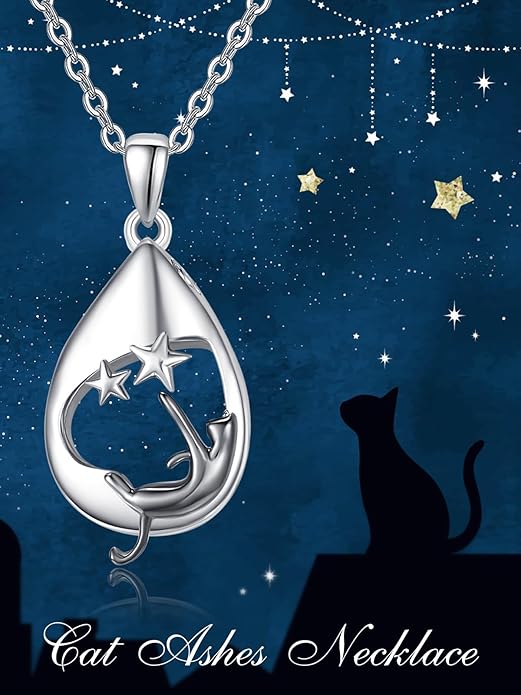 TANGPOET Teardrop Ashes Necklace 925 Sterling Silver Urn Necklace, Cremation Jewellery for Ashes Pendant, Gifts for Women Ladies, with Funnel Filler Kit