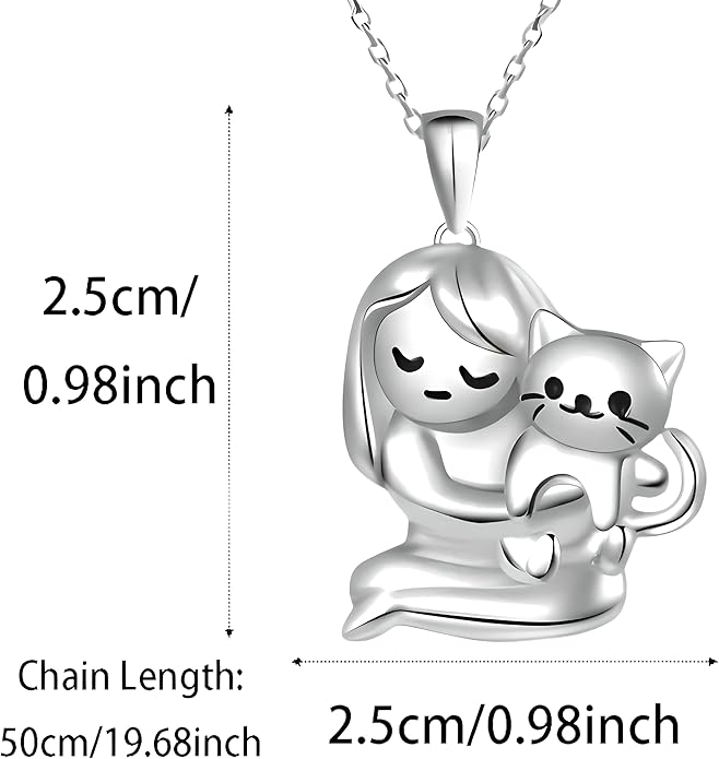 Cute Heart Necklace, With Black Cat - Charming Cat Heart in Rose Gold - Stylish Gift for Women & Party Accessory