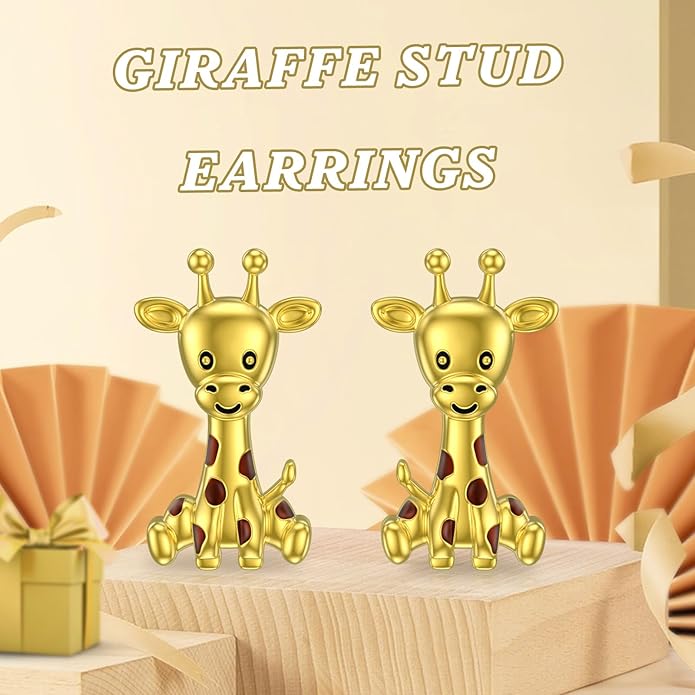 Sterling Silver Cat / Cow / Pig / Bunny / Squirrel / Giraffe / Highland Cow / Lion / Chicken / Ladybug / Star / Moon Stud Earrings for Women Cute Animal Post Earrings Hypoallergenic Animal Jewelry Gift for Teens Girls