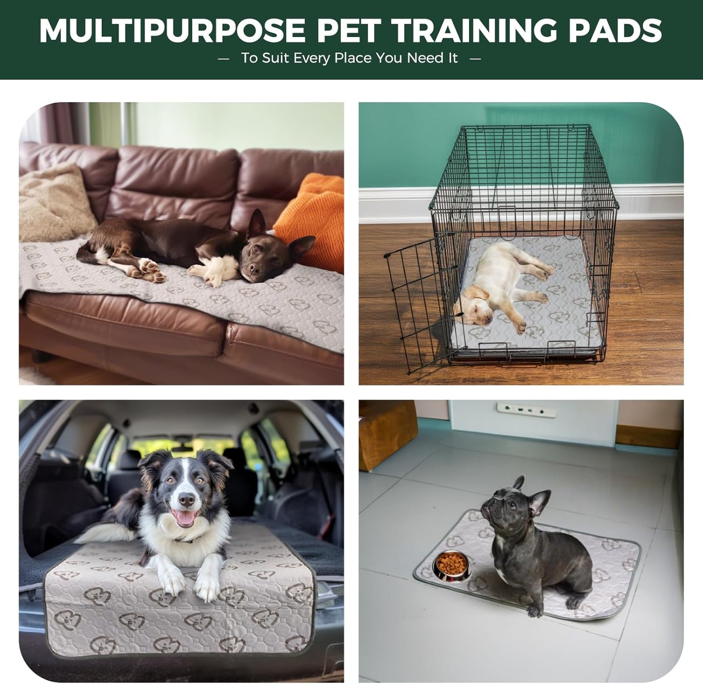 FXW Washable Pee Pads for Dogs, Puppy Pads with Super Absorbent, Specifically Designed for Potty Training, 70" × 30" Rectangle, Khaki, 2 Packs