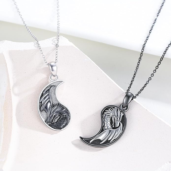 Yin Yang Matching Jewelry Set 925 Sterling Silver Yin Yang Friendship Couples BFF Pendant Necklace Jewelry for Her Him Women Men