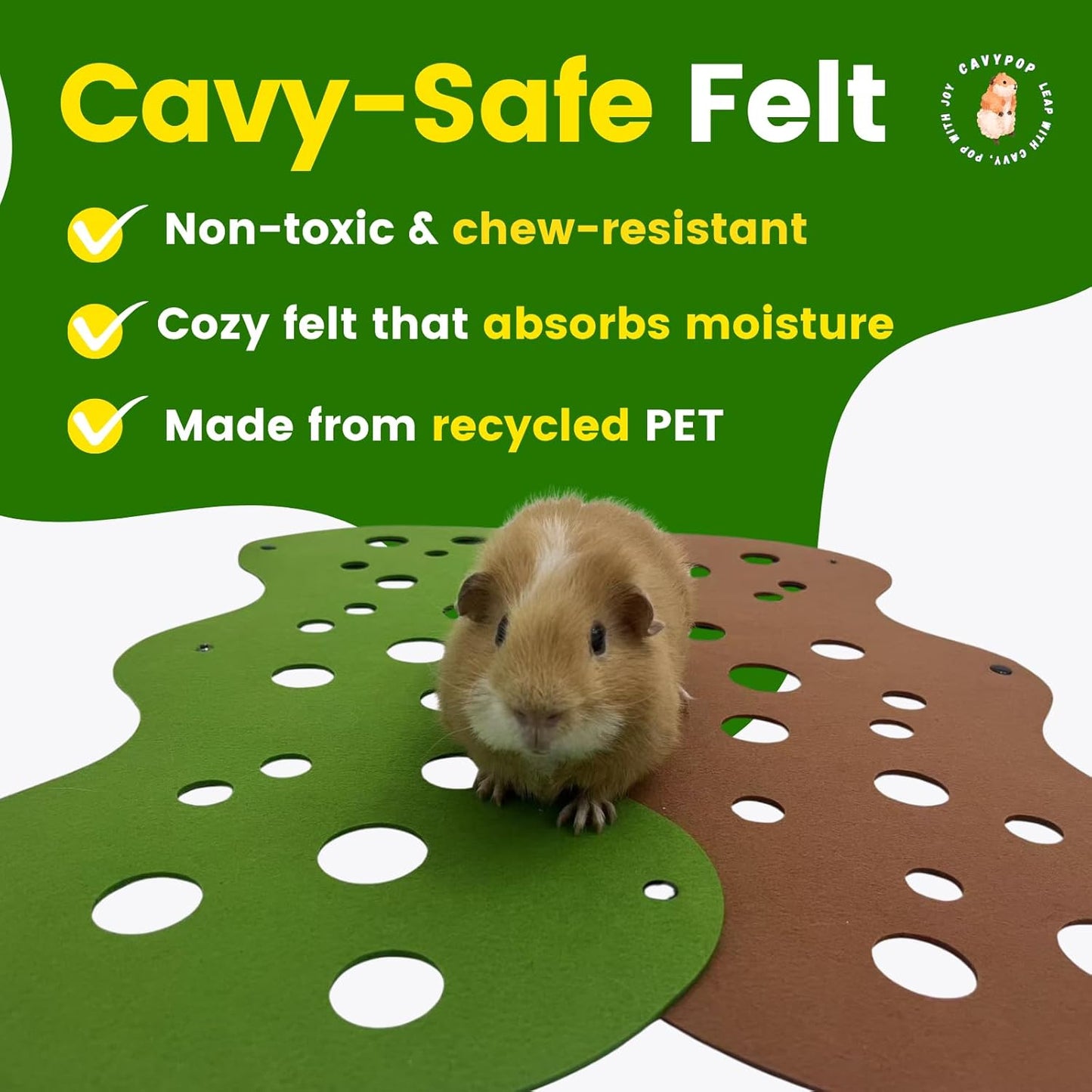 Guinea Pig Tunnels, Foldable Fleece Hideout Beds with Cheese-Hole Design, 2 Pack Modular Tunnel Set for Play and Rest, Brings Comfort and Enrichment to Guinea Pig Cages-Green&Grey