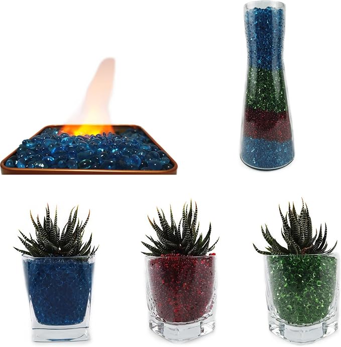 Lustering Decorative Round Glass Beads, Glass Marbles & Pebbles for Fire Pit Crafts, Resin Art & Vase Filler, Fish Tank & Aquarium Decoration, 3-6mm, 1-Pound (Red)