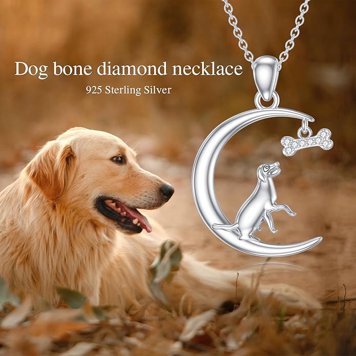Diamond Dog Necklace S925 Sterling Silver Cute Animal Necklace for Women Gifts for Birthday