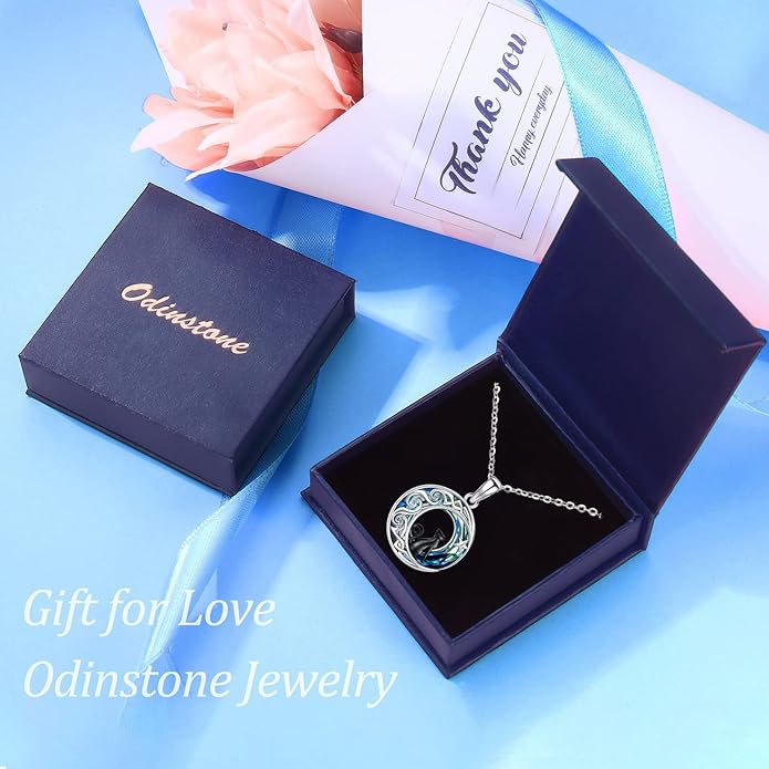 Odinstone Cat Necklace, S925 Sterling Silver Cat on Moon Pendant with Cubic Zirconia, Cat Jewelry Mothers Day Gifts for Mum with Gift Package - I Love You Forever