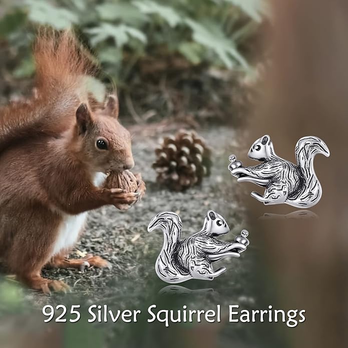Sterling Silver Cat / Cow / Pig / Bunny / Squirrel / Giraffe / Highland Cow / Lion / Chicken / Ladybug / Star / Moon Stud Earrings for Women Cute Animal Post Earrings Hypoallergenic Animal Jewelry Gift for Teens Girls
